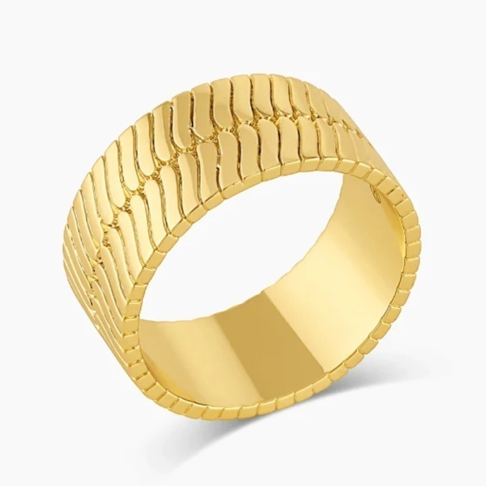 Gorjana New Size 9 Venice Band Ring 18k Gold Plated‎ Brass